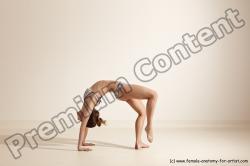 Swimsuit Gymnastic poses Woman White Moving poses Slim long brown Dynamic poses Academic